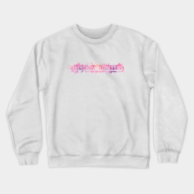 Shadowhunters logo / The Mortal Instruments - voids and outline splashes (pink watercolour) - Clary, Alec, Jace, Izzy, Magnus - Malec - Parabatai Crewneck Sweatshirt by Vane22april